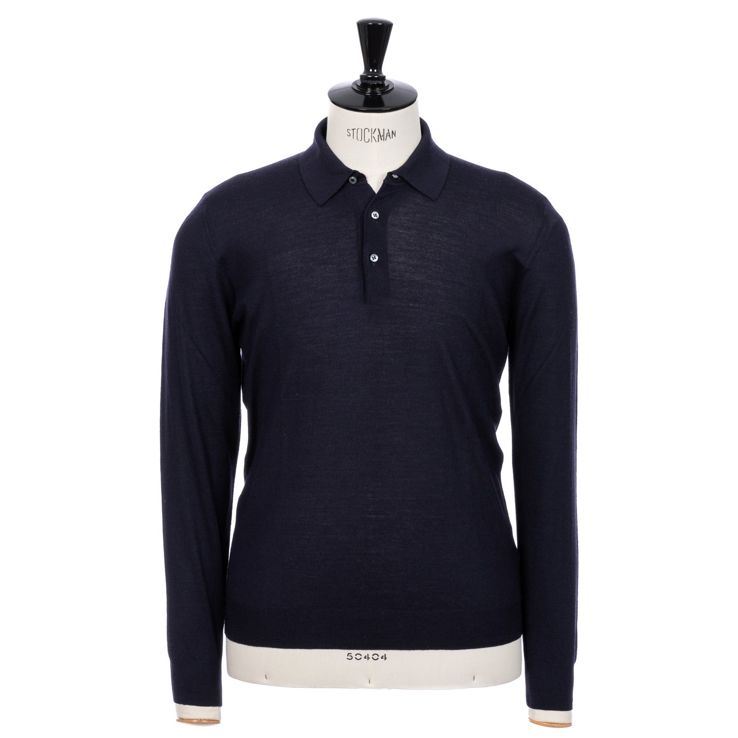 Exclusively for Michael Jondral: Dark Blue Knitted Polo "Sportman" made from Extra-Fine 140's Merino Wool
